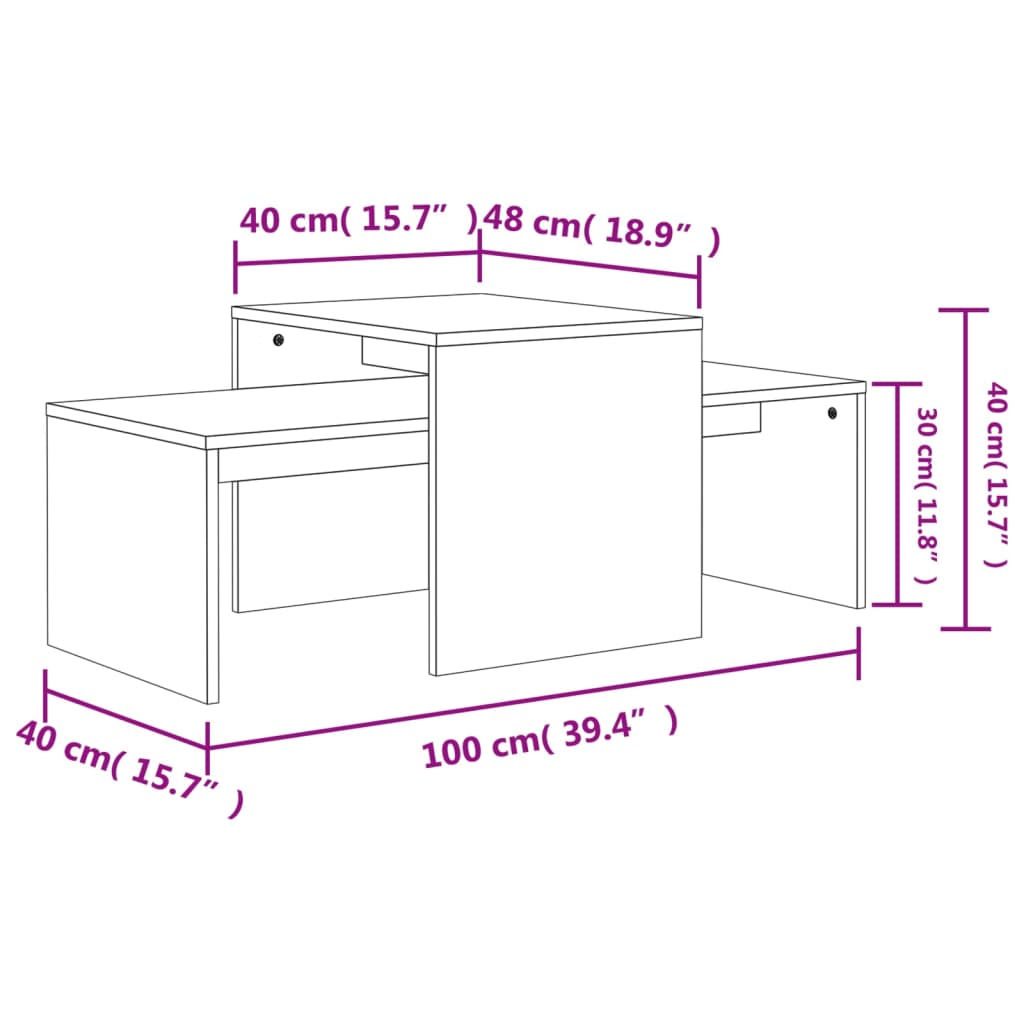 Sohvapöytä sonoma tammi 100x48x40 cm