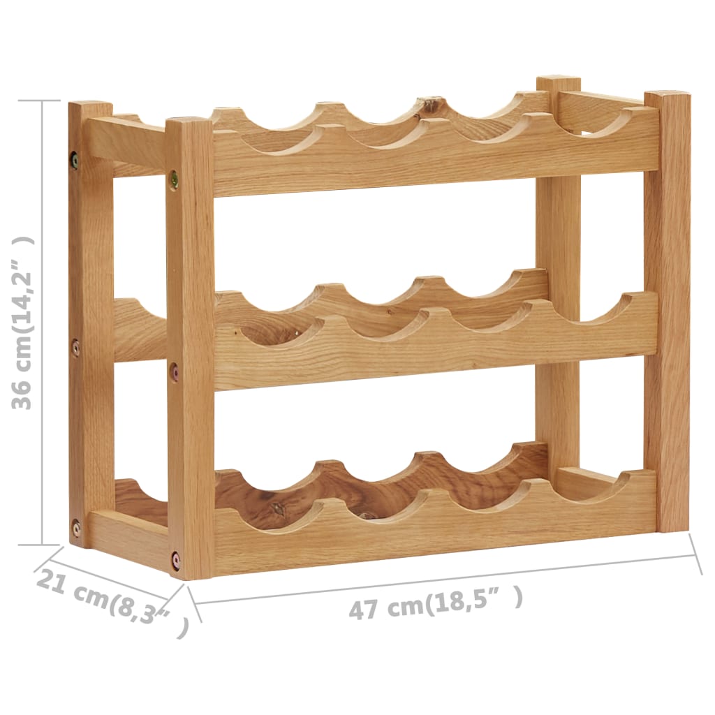 Viiniteline 12 pullolle 47x21x36 cm massiivitammea