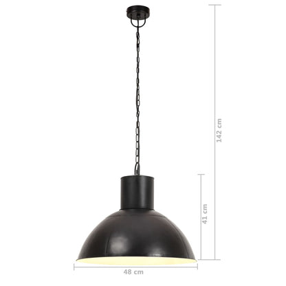 Taklampa Hänglampa industriell 25 W svart rund 48 cm E27