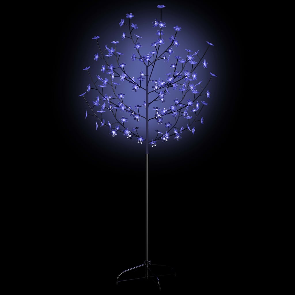 Julgran Utomhus Plastgran 120 LEDs körsbärsblommor blått ljus 150 cm