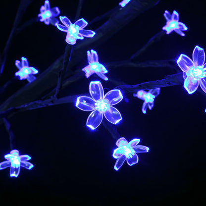 Julgran Utomhus Plastgran 120 LEDs körsbärsblommor blått ljus 150 cm