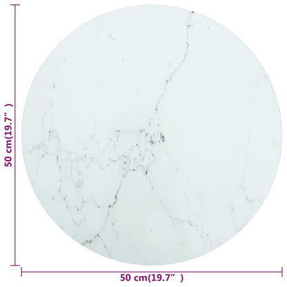 Pöytälevy valkoinen Ø50x0,8 cm karkaistua lasia marmorikuvioidulla