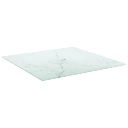 Bordsskiva vit 50x50 cm 6 mm härdat glas med marmortextur