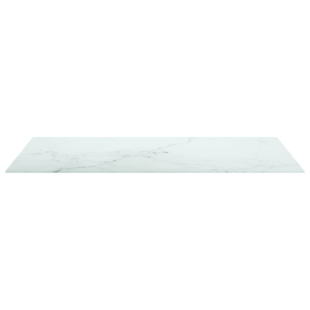 Bordsskiva vit 100x62 cm 8 mm härdat glas med marmortextur