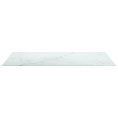 Bordsskiva vit 100x62 cm 8 mm härdat glas med marmortextur