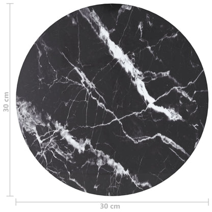 Pöytälevy musta Ø30x0,8 cm karkaistu lasi marmorikuvioitu