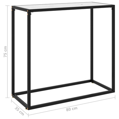 Avlastningsbord konsolbord vit 80x35x75 cm härdat glas