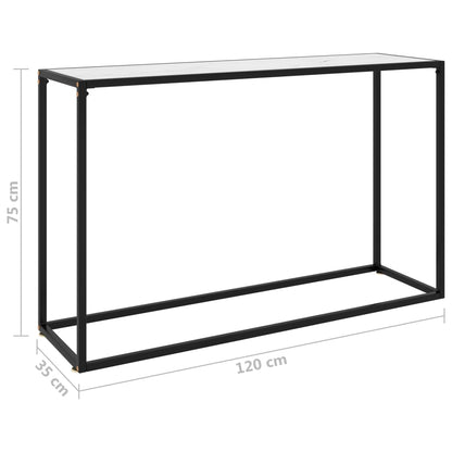 Avlastningsbord konsolbord vit 120x35x75 cm härdat glas