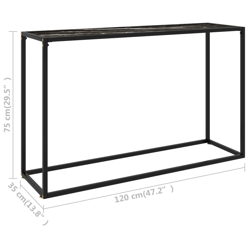 Avlastningsbord Konsollbord Svart 120x35x75 cm härdat glas