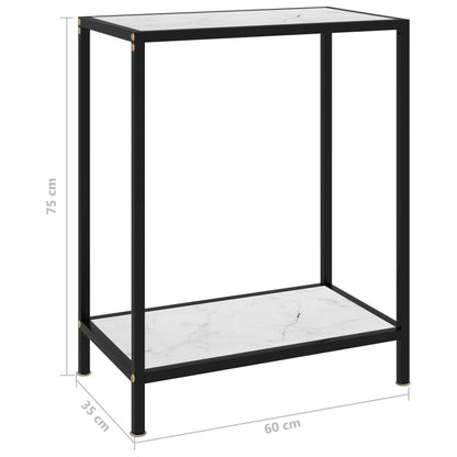 Avlastningsbord konsolbord vit 60x35x75 cm härdat glas