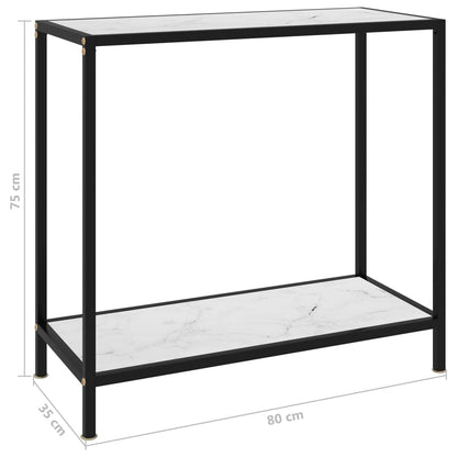 Avlastningsbord konsolbord vit 80x35x75 cm härdat glas