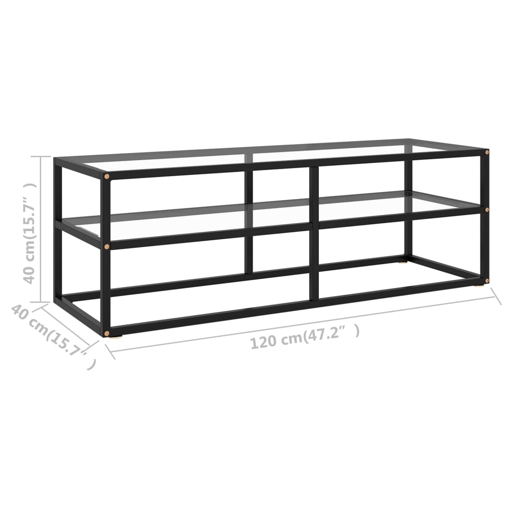 TV-möbel härdad glas svart TV-bänk 120x40x40 cm