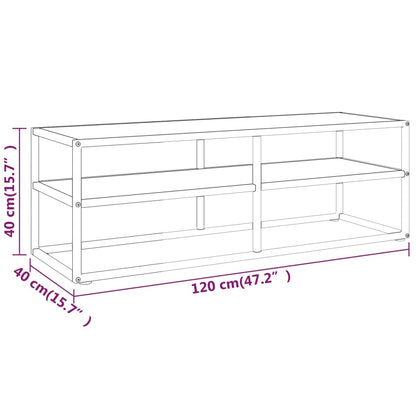 TV-möbel svart TV-bänk med vit marmor glas 120x40x40 cm