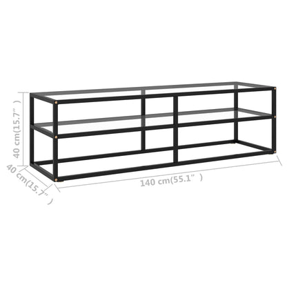 TV-möbel härdad glas svart TV-bänk 140x40x40 cm