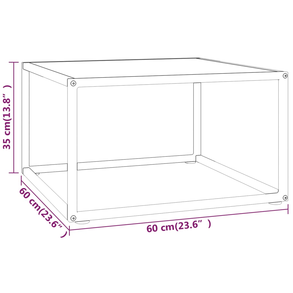 Soffbord svart med vit marmor glas 60x60x35 cm