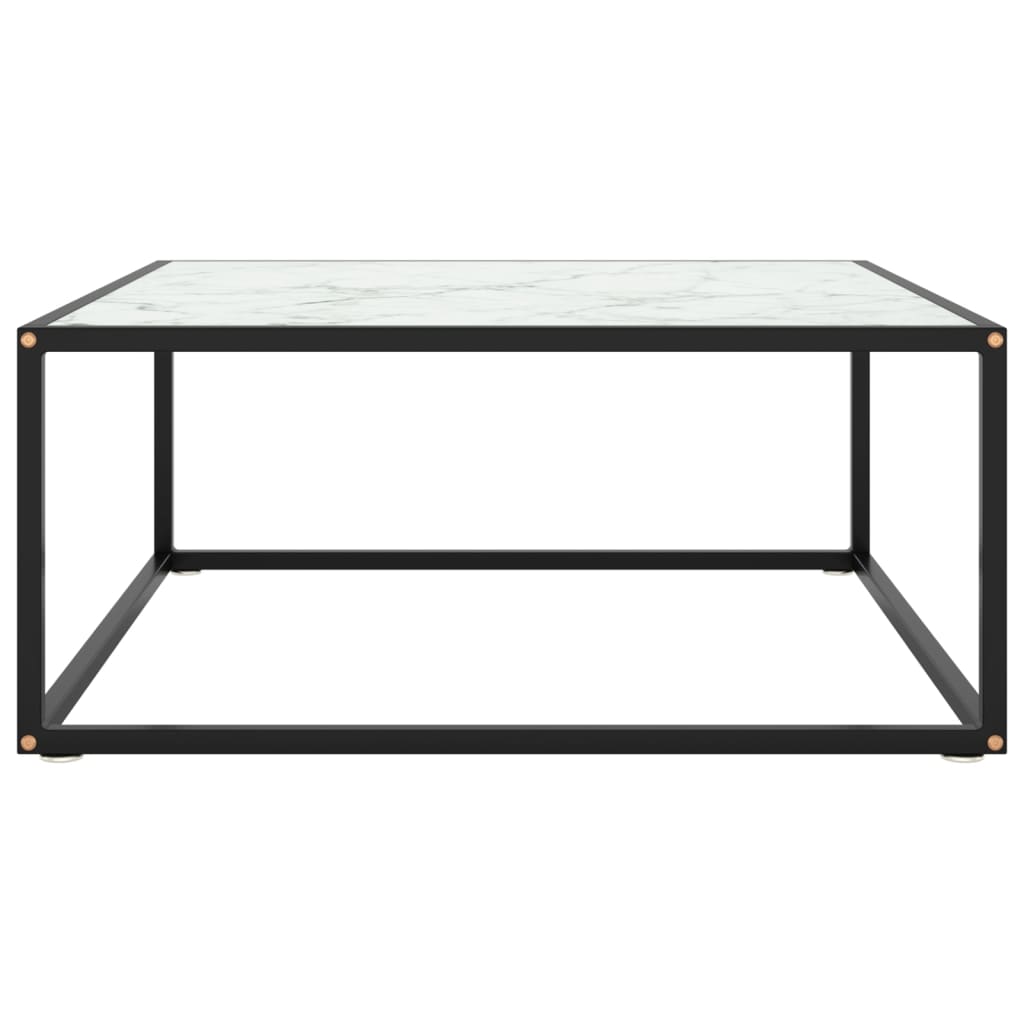 Soffbord svart vit marmor glas 80x80x35 cm