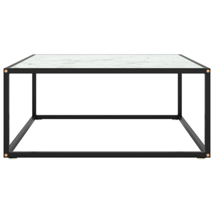 Soffbord svart vit marmor glas 80x80x35 cm