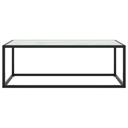 Soffbord svart med vit marmor glas 100x50x35 cm