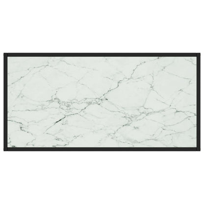 Soffbord svart med vit marmor glas 100x50x35 cm