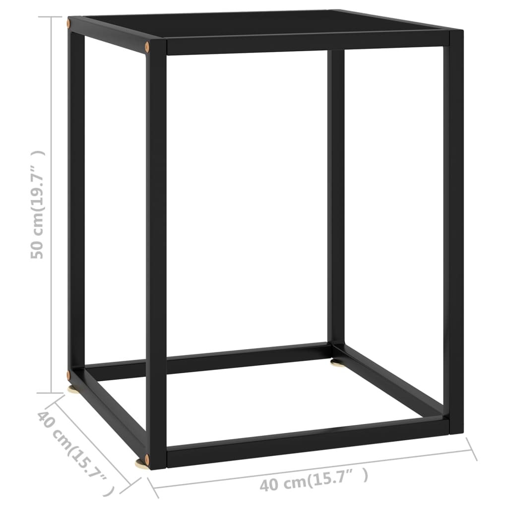 Soffbord svart med svart glas 40x40x50 cm