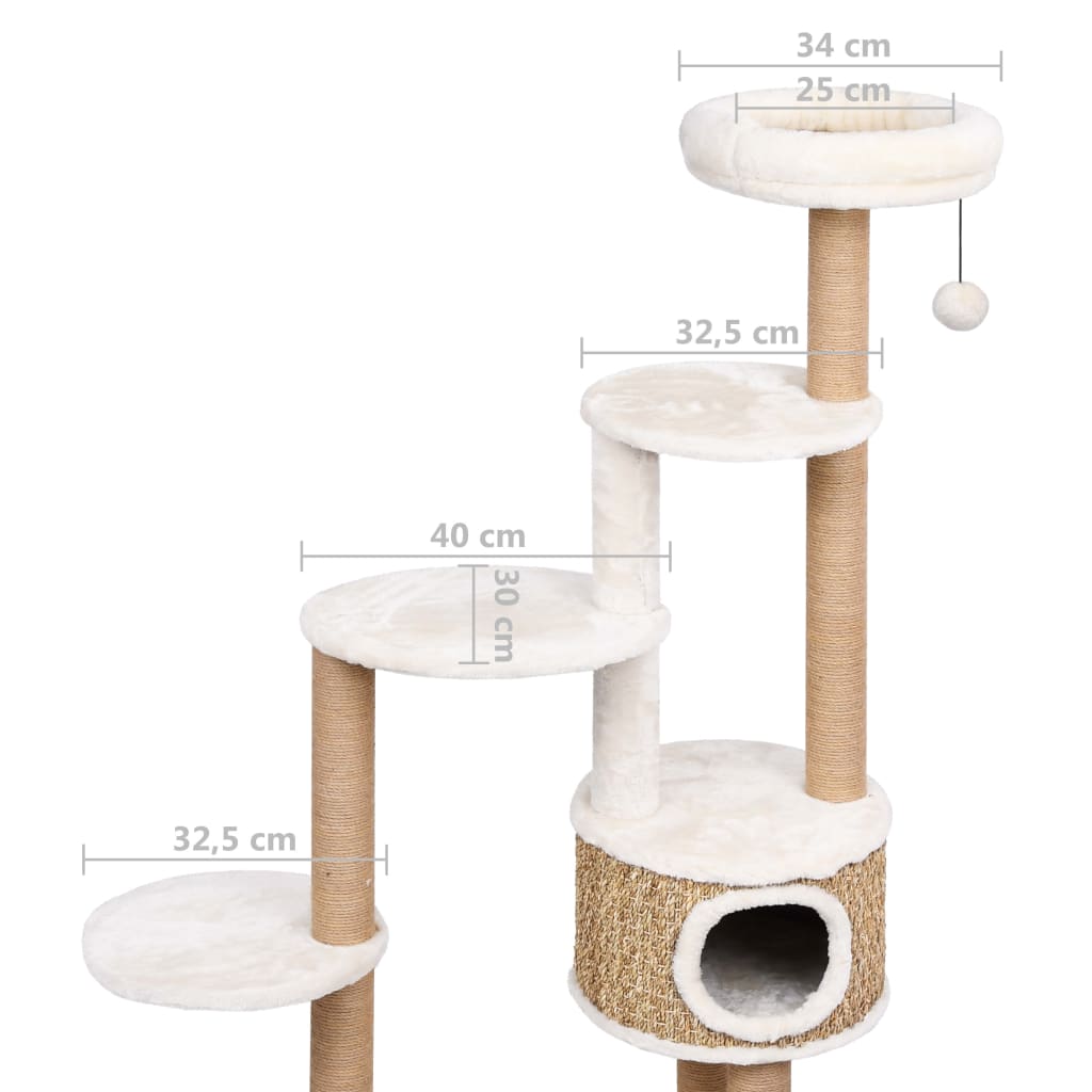 Kattmöbel mörkgrå Klösträd med dyna och klöspelare 148 cm sjögräs