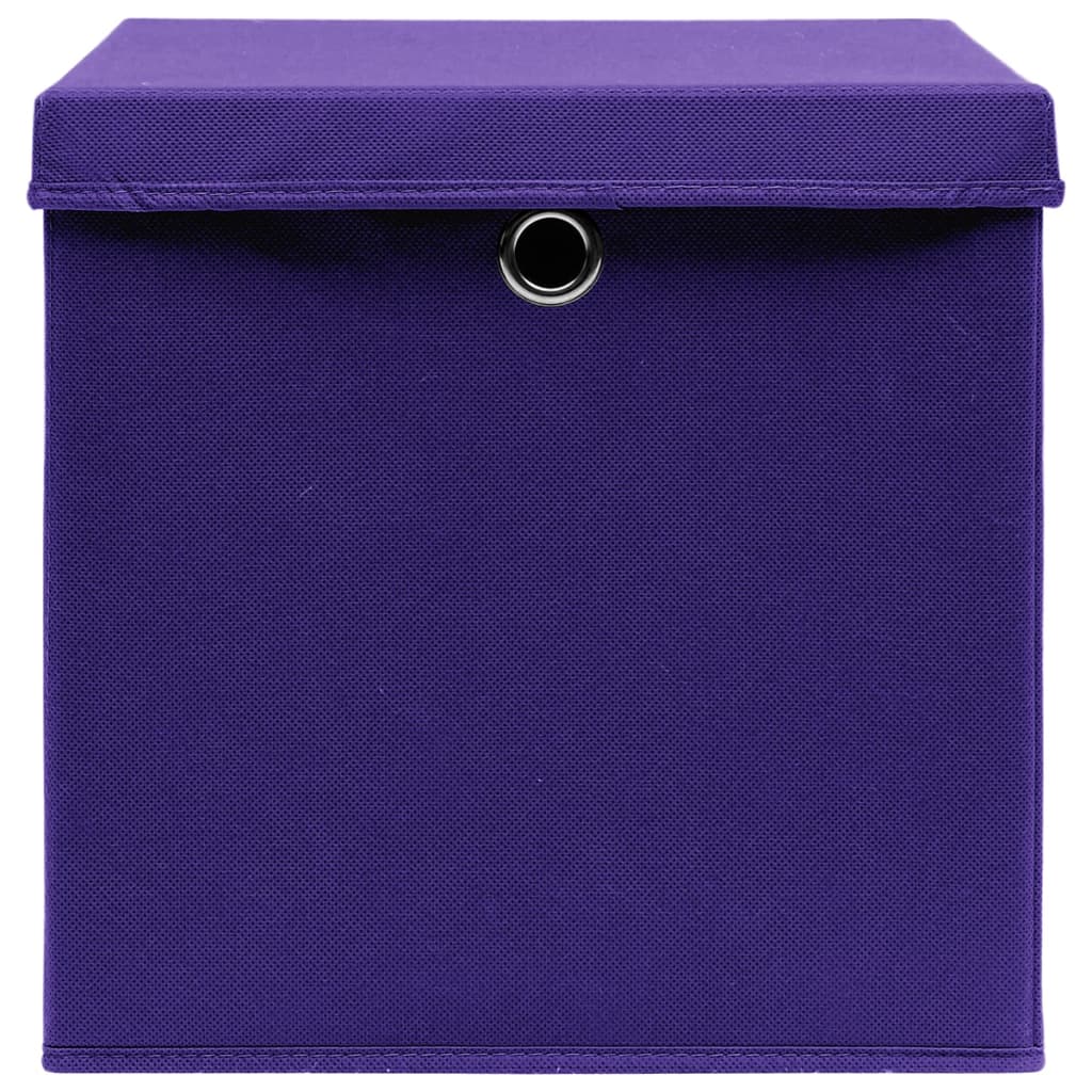 Säilytyskori Säilytyslaatikot kansilla 28x28x28 cm violetti 4 kpl