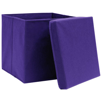 Säilytyskori Säilytyslaatikot kansilla 28x28x28 cm violetti 4 kpl