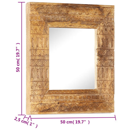 Seinäpeili Käsin veistetty 50x50x2,5 cm massiivi mangopuuta