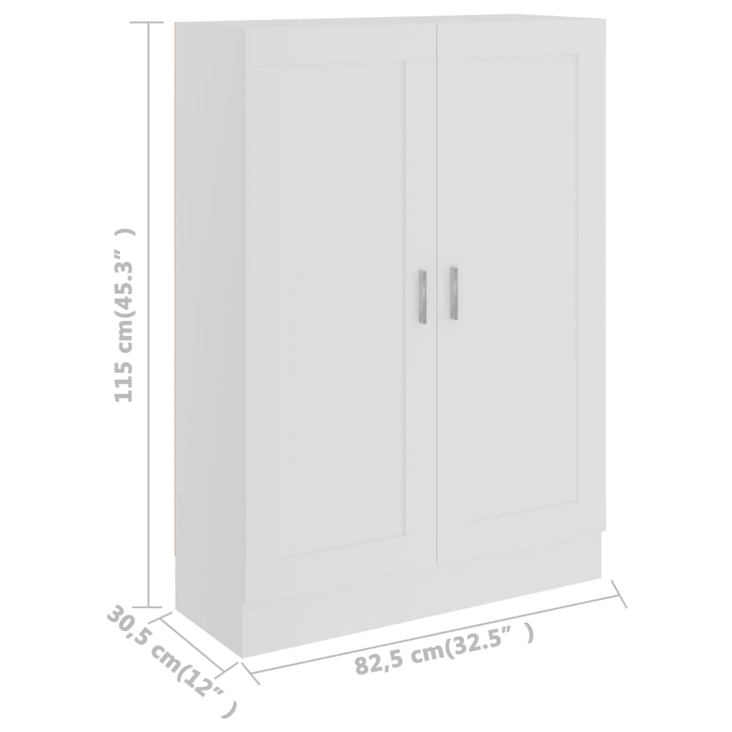 Bokhylla vit Bokskåp 82,5x30,5x115 cm