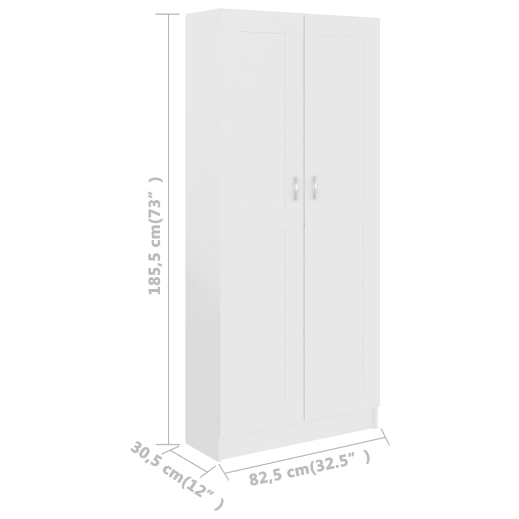 Bokhylla vit Bokskåp 82,5x30,5x185,5 cm