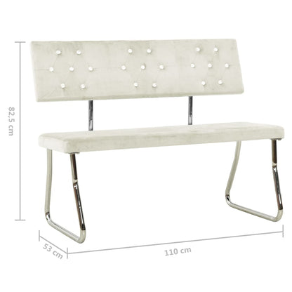 Sittbänk vit 110 cm sammet