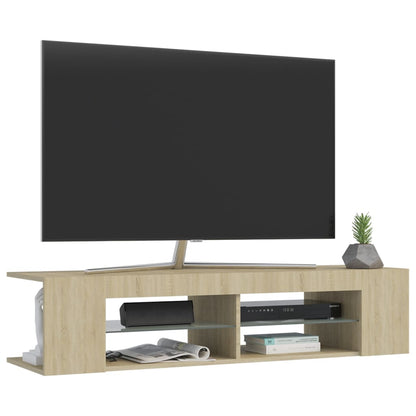 TV-möbel sonoma ek TV-bänk med LED-belysning 135x39x30 cm