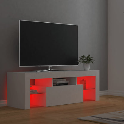 TV-möbel vit TV-bänk med LED-belysning 120x35x40 cm