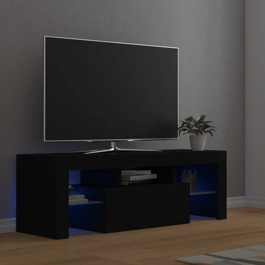 TV-möbel svart TV-bänk med LED-belysning 120x35x40 cm