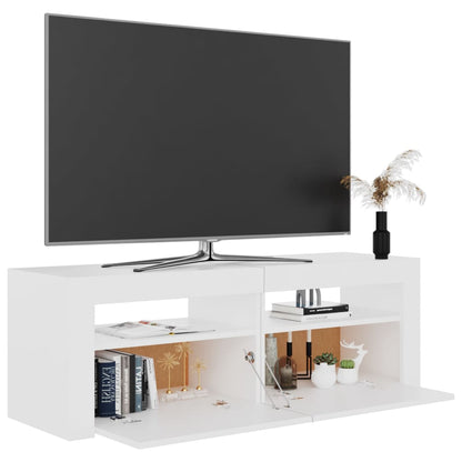 TV-möbel vit TV-bänk med LED-belysning 120x35x40 cm