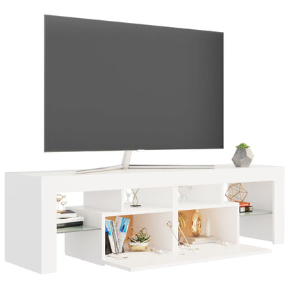 TV-möbel vit TV-bänk med LED-belysning 140x36,5x40 cm