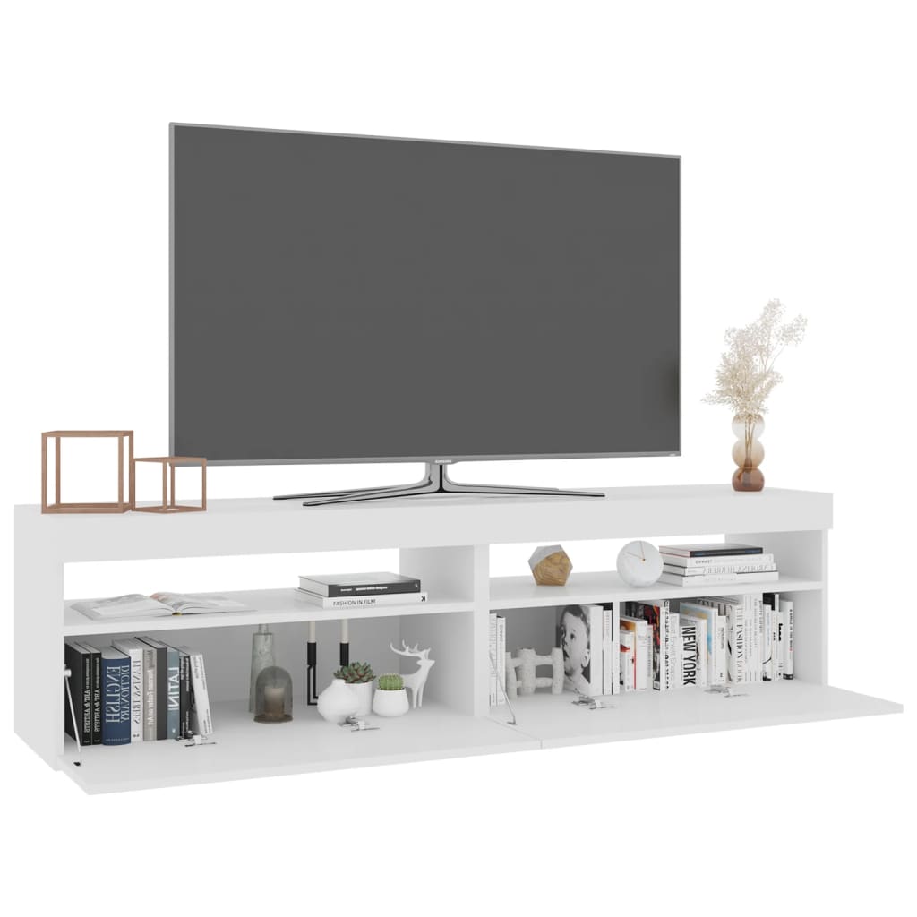 TV-möbel vit TV-bänkar med LED-belysning 2 st 75x35x40 cm