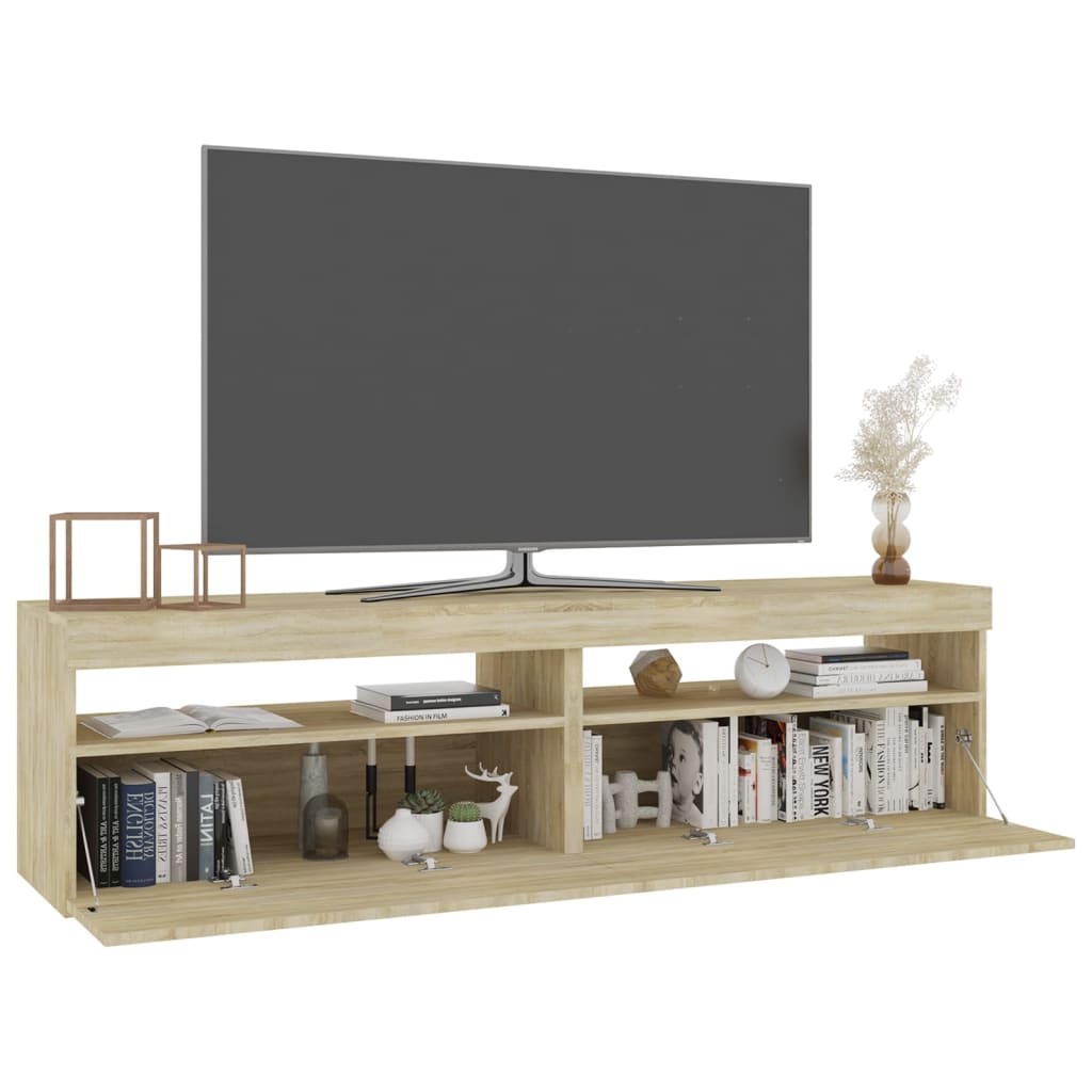 TV-möbel sonoma ek TV-bänkar med LED-belysning 2 st 75x35x40 cm