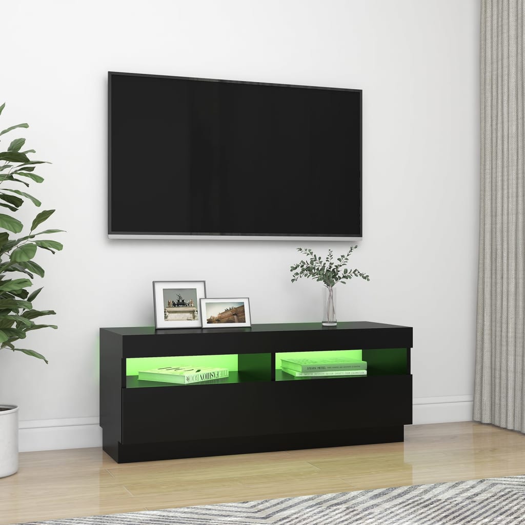 TV-möbel svart TV-bänk med LED-belysning 100x35x40 cm