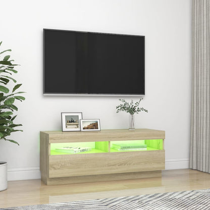 TV-möbel sonoma ek TV-bänk med LED-belysning 100x35x40 cm