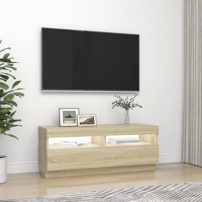 TV-möbel sonoma ek TV-bänk med LED-belysning 100x35x40 cm