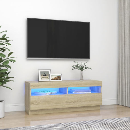 TV-möbel sonoma ek TV-bänk med LED-belysning 100x35x40 cm