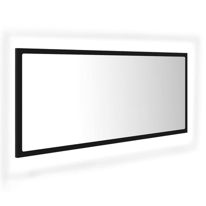 Badrumsspegel med LED svart 100x8,5x37 cm akryl