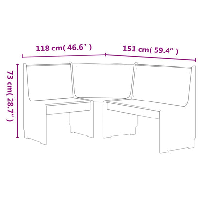 Ruokasalin penkki Kulmapenkki hunajaruskea valkoinen 151 cm mänty