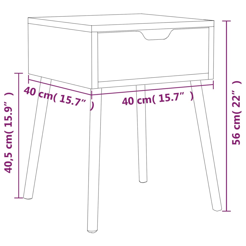 Sängbord Nattduksbord sonoma ek 40x40x56 cm