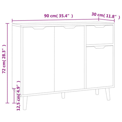 Skänk vit högglans 90x30x72 cm