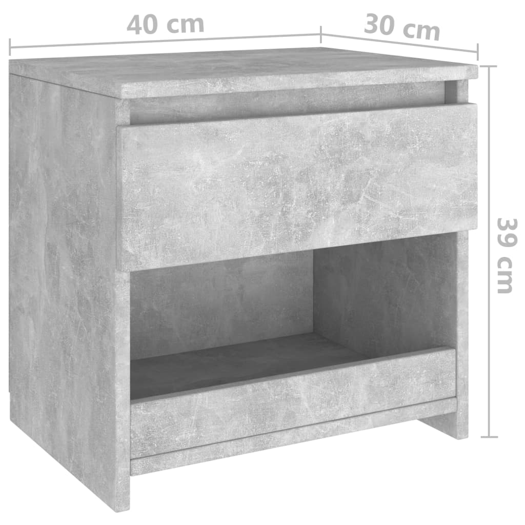 Sängbord Nattduksbord betonggrå 40x30x39 cm