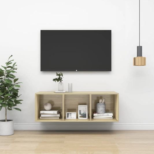 TV-möbel sonoma ek 37x37x107 cm Väggmonterad TV-bänk