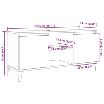 TV-möbel sonoma ek TV-bänk med metallben 103,5x35x50 cm