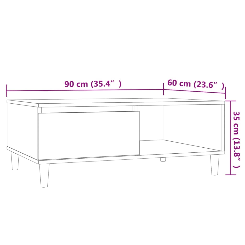 Sohvapöytä betonin harmaa 90x60x35 cm